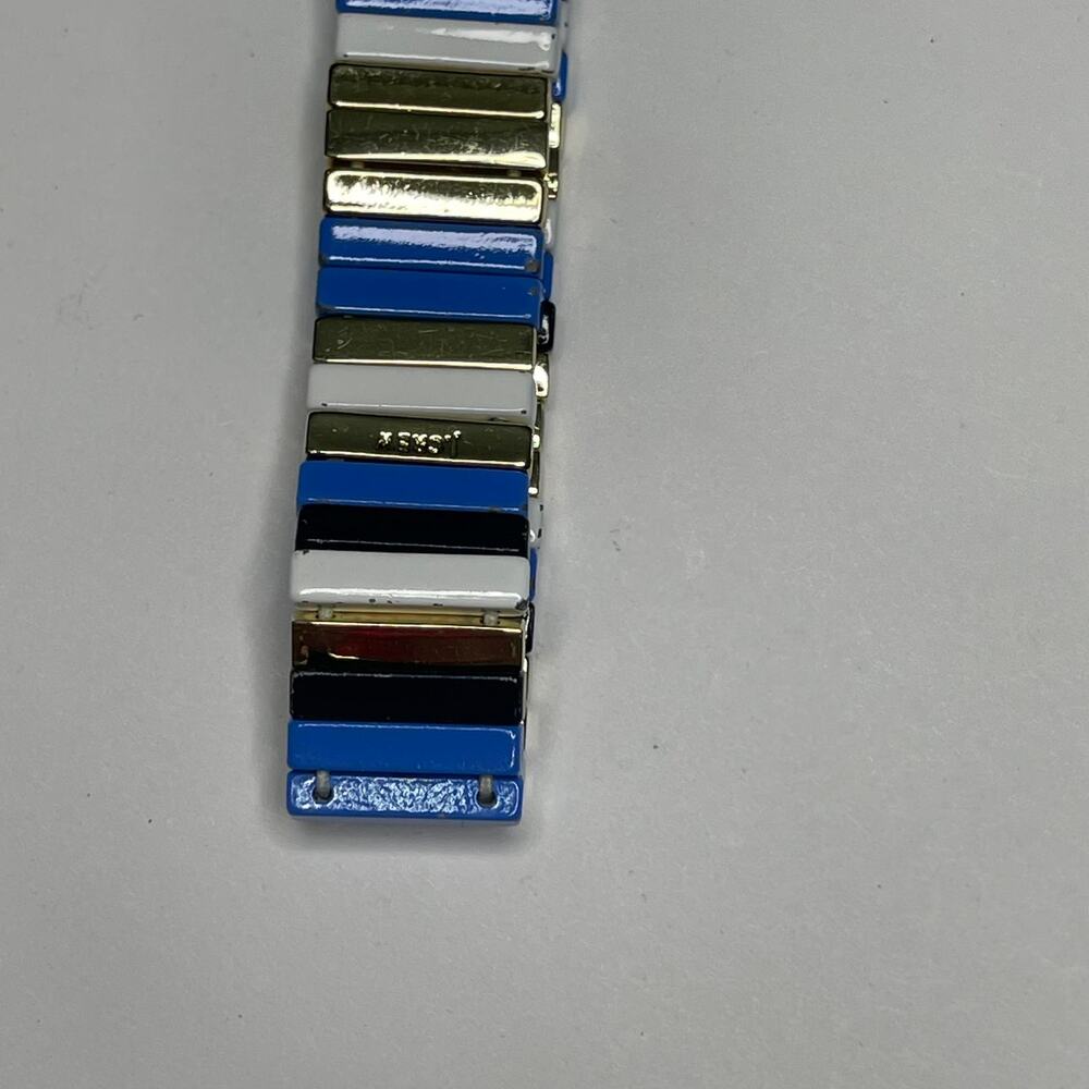 J. Crew JCREW bracelet blue black white silver tone signed costume jewelry - Picture 7 of 14